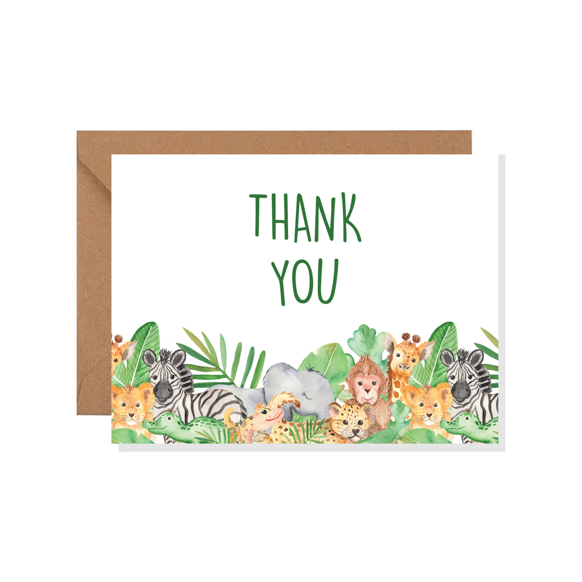Kids Watercolor Jungle Greeting Card, Thank You