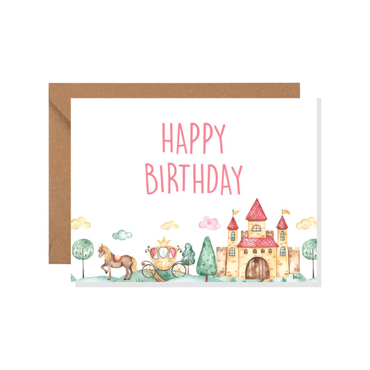 Princess Kids Theme Greeting Card, Happy Birthday