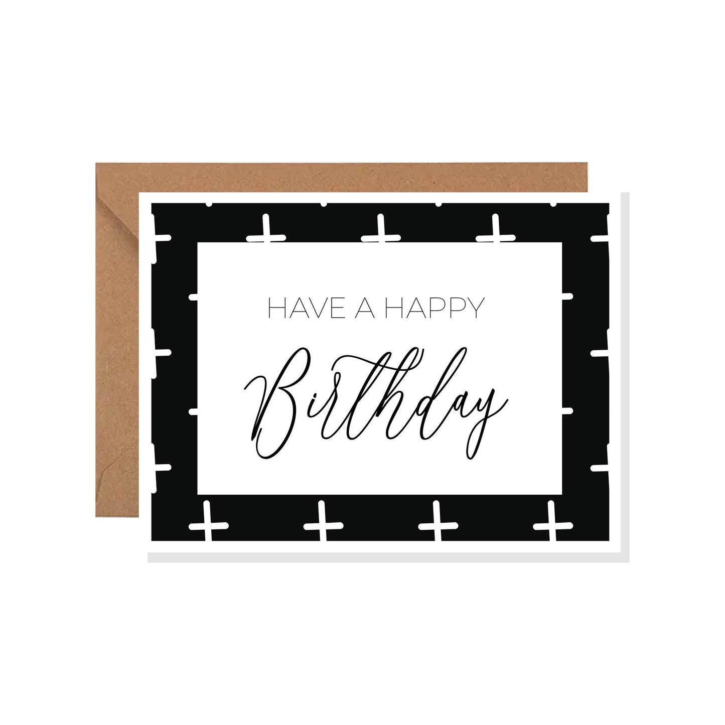 Black & White Happy Birthday Card, Greeting Cards