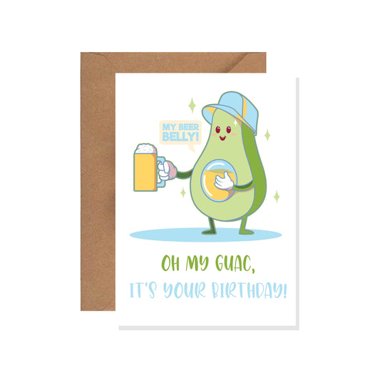 Avocado Happy Birthday Funny Beer Card, Father Birthday, Greeting Cards
