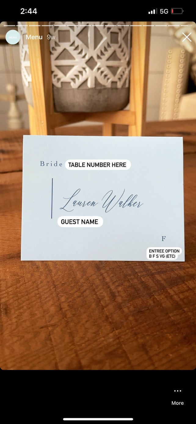 Folded Place Cards