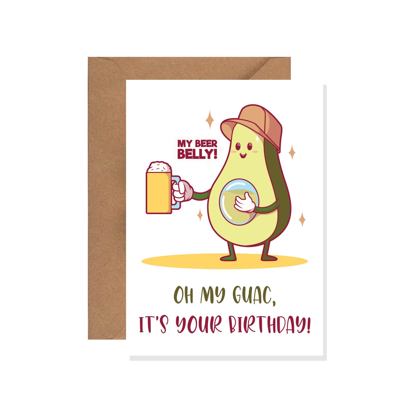 Avocado Happy Birthday Funny Beer Card, Father Birthday, Greeting Cards